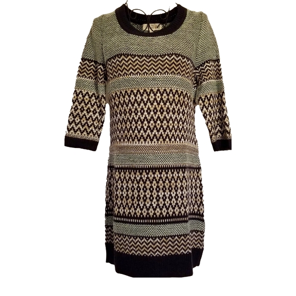 Pink Rose Small Blue Green Tan Sweater Dress - Picture 7 of 8